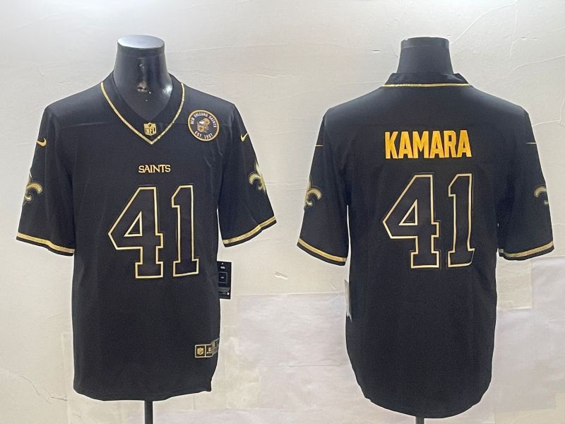 Men New Orleans Saints #41 Kamara Black Gold Throwback 2024 Nike Limited NFL Jersey style 3->new orleans saints->NFL Jersey